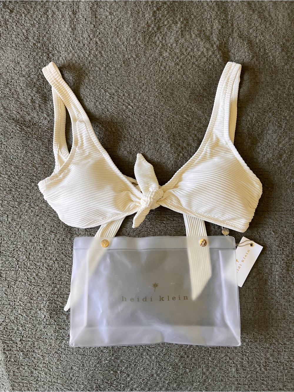 NWT - Heidi Klein White ribbed bikini top - Size M